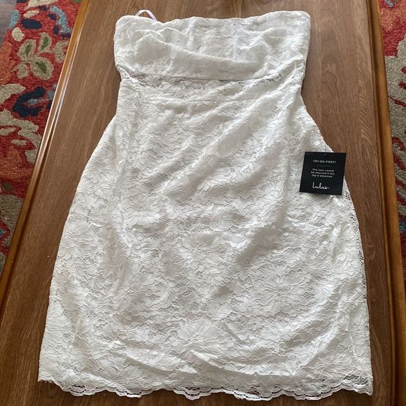 Lulu's Til Sunrise White Lace Bodycon Strapless Mini Dress - Picture 4 of 5